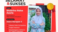 Shabrina Raisa Azaria, siswa SMA Terpadu Al-Qudwah berhasil meraih juara tingkat nasional Content Creator Competition yang diadakan IndiHome. Atas raihan itu, Shabrina berhak atas hadiah uang tunai Rp. 2,5 juta dan plakat serta piagam penghargaan.