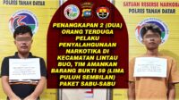 Polres Tanah Datar Amankan Dua Pelaku Narkoba Jenis Sabu